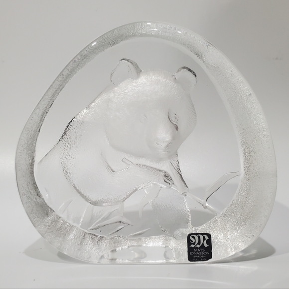 Mats Jonasson Sweden 🇸🇪 Lead Crystal Panda 🐼 4 1/2" Art Glass Signed Numbered - Picture 10 of 16